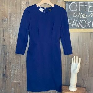 J. Crew Navy Structured Stretch Zip Sheath Dress Size 4